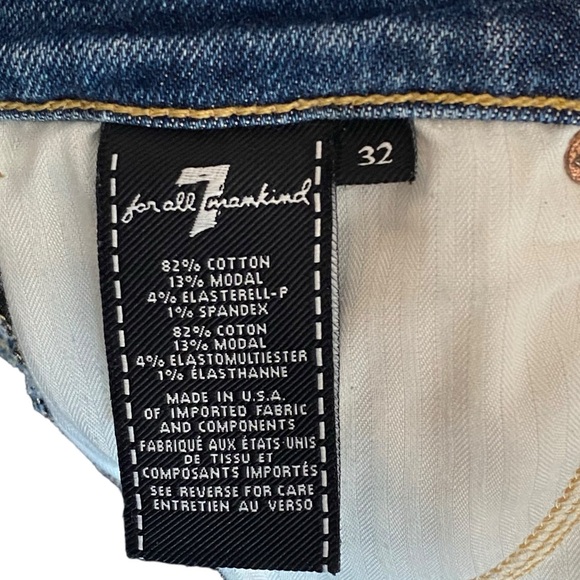 7 For All Mankind High Waist Ankle Skinny Jeans With Silver Shimmer Side Stripe - Picture 12 of 14